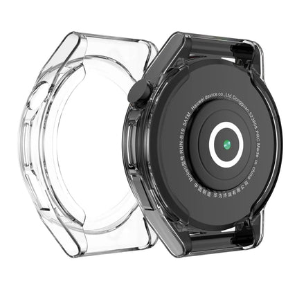 Clear protective case for Huawei GT Runner watch, designed to shield the smartwatch while showcasing its design.