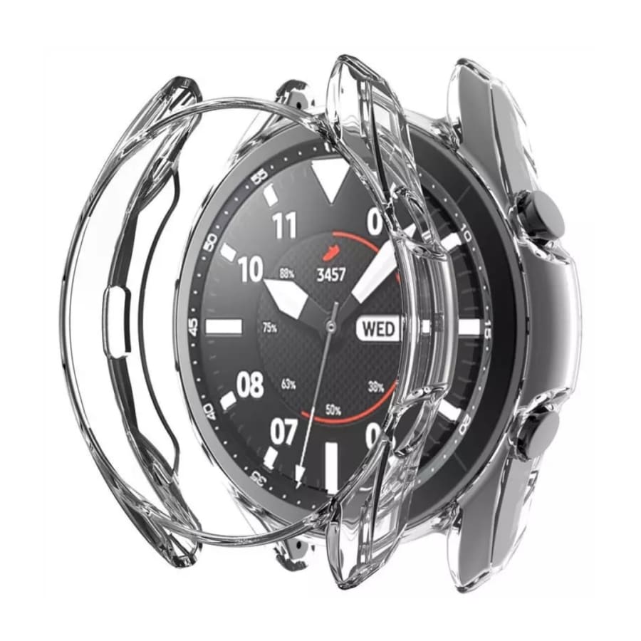 Clear protective case for Samsung Galaxy Watch 3 41mm, designed to safeguard the smartwatch with a transparent, durable cover.