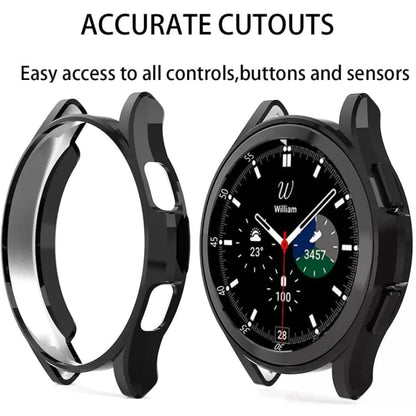 Black protective case for Samsung Galaxy Watch 4 44mm, designed to shield and complement the smartwatch.