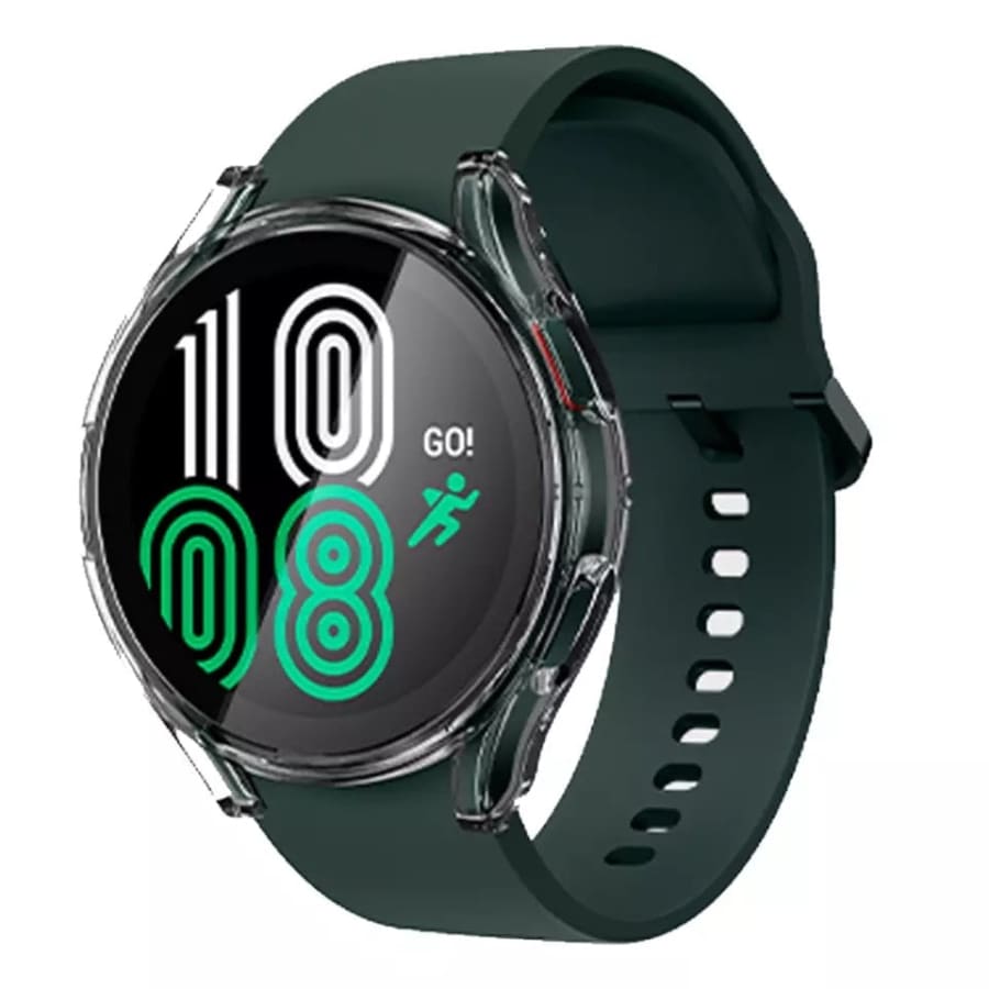 Clear protective case for Samsung Galaxy Watch 4 44mm, designed by That Watch Shop, showing the transparent watch cover.