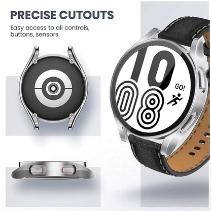 Clear protective case for Samsung Galaxy Watch 4 Classic 46mm, made by That Watch Shop, shown on a smartwatch.