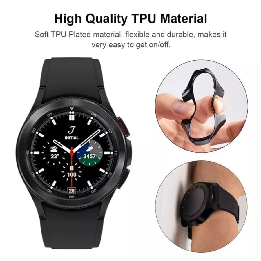 Black protective case for Samsung Galaxy Watch 42mm, designed by That Watch Shop, fitting snugly around the watch.