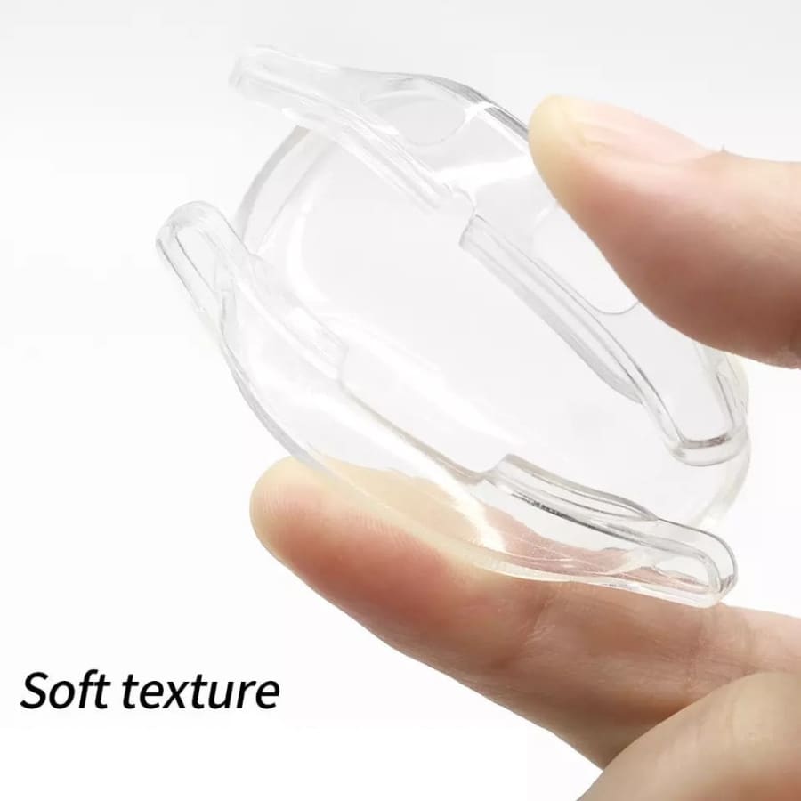 Clear protective case for Samsung Galaxy Watch 42mm, designed by That Watch Shop, showing the snug fit around the watch face and band.