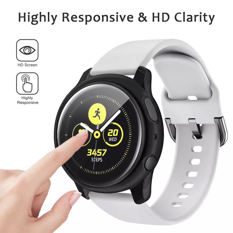 Black protective watch case for Samsung Galaxy Watch Active 2 (44mm), designed to shield the smartwatch from scratches and impacts.