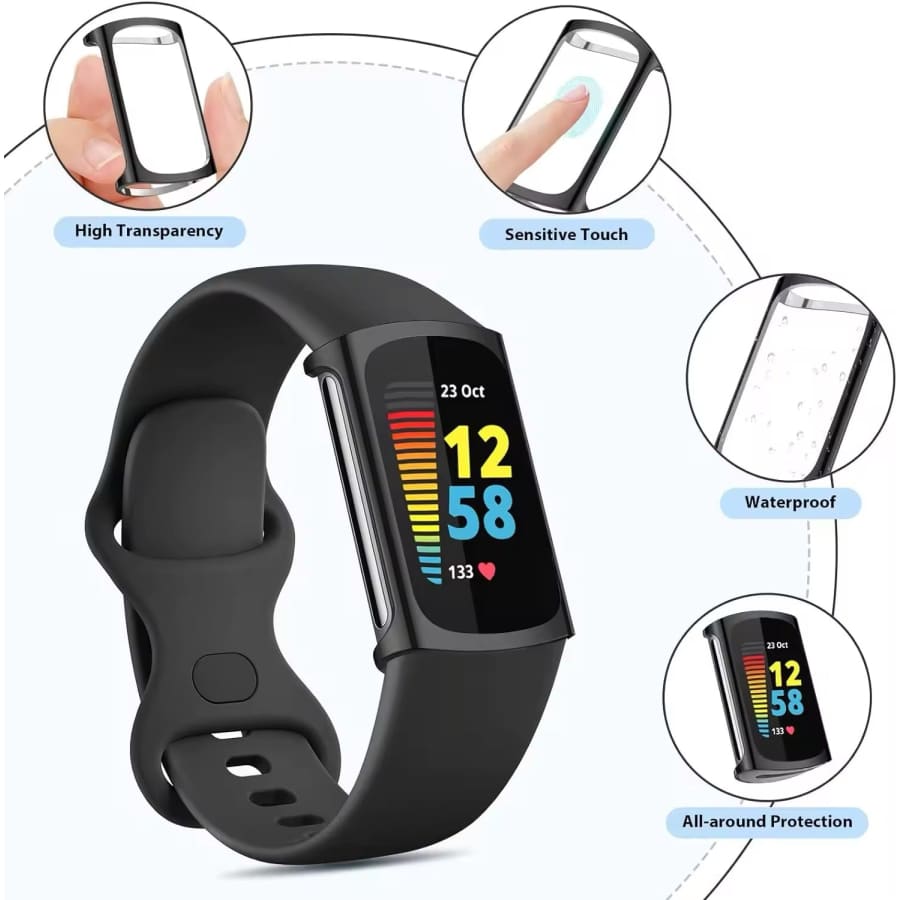 Pink protective watch case for Fitbit Charge 6 by That Watch Shop, designed to safeguard and stylishly cover the device.