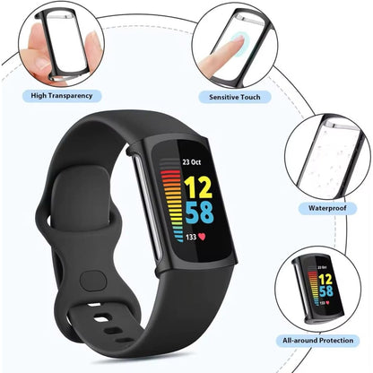 Pink protective watch case for Fitbit Charge 6 by That Watch Shop, designed to safeguard and stylishly cover the device.