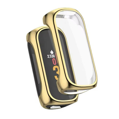 Gold protective watch case for Fitbit Inspire 2, designed to shield and enhance the device with a sleek, durable cover.