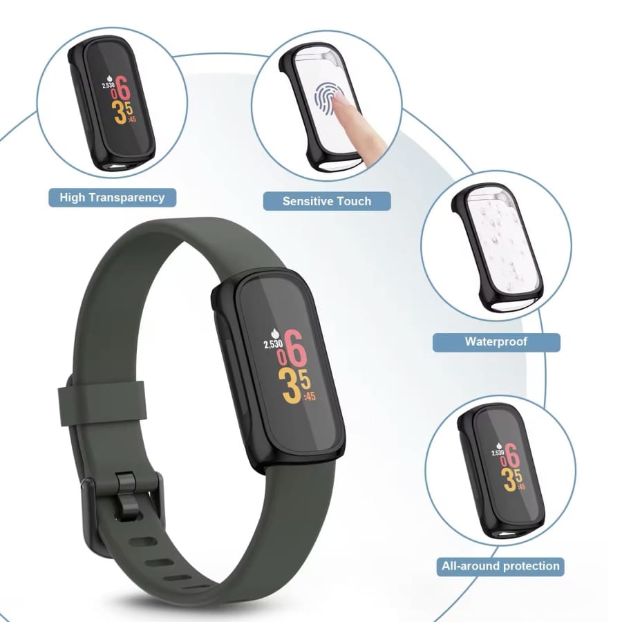 Gold protective watch case for Fitbit Inspire 2, designed by That Watch Shop, offers durable coverage and a sleek look.