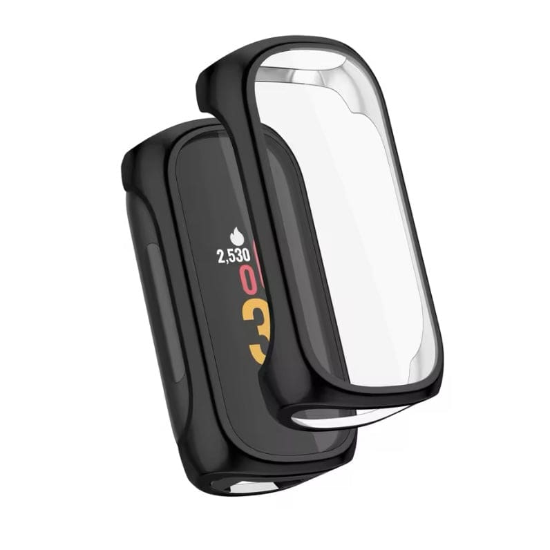 Black protective watch case for Fitbit Inspire 3, designed to safeguard the device, by That Watch Shop.