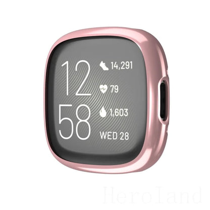 Rosegold protective watch case for Fitbit Sense 2, designed by That Watch Shop, showcasing the sleek, durable cover on the smartwatch.