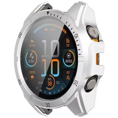 Silver protective watch case for Garmin Fenix E 47mm series, designed to safeguard the watch from scratches and impacts.