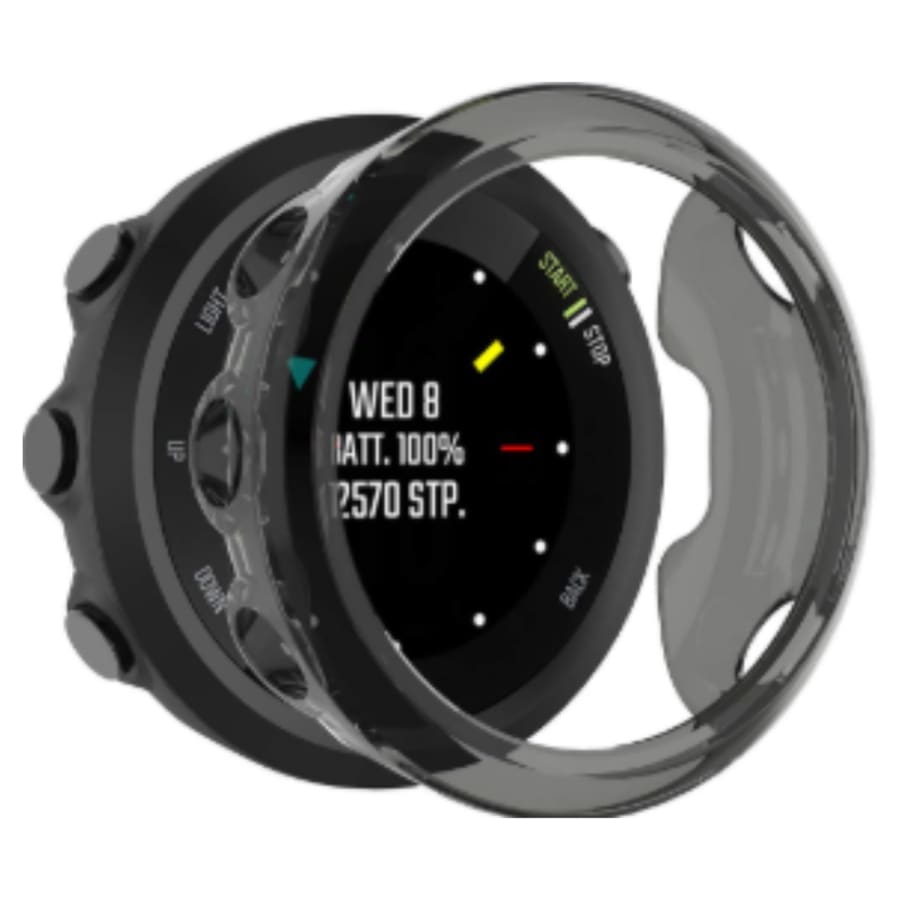 Black protective watch case for Garmin Forerunner 45 (39mm), designed to shield the smartwatch from scratches and impact.