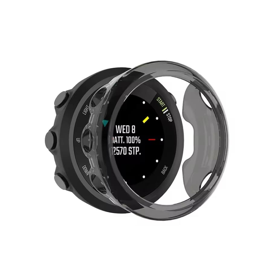 Black protective watch case for Garmin Forerunner 45S, designed to safeguard the watch from scratches and impacts.