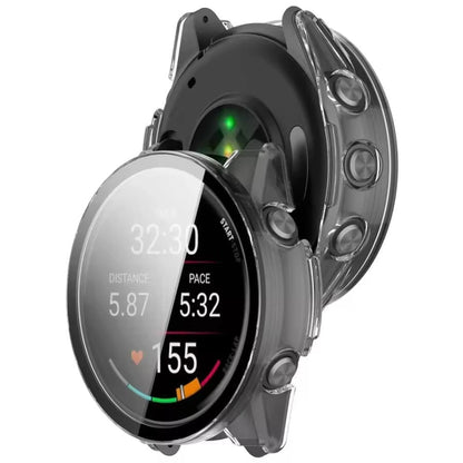 Clear protective watch case for Garmin Forerunner 570 (42mm) with ring, designed to shield the smartwatch from scratches and impacts.