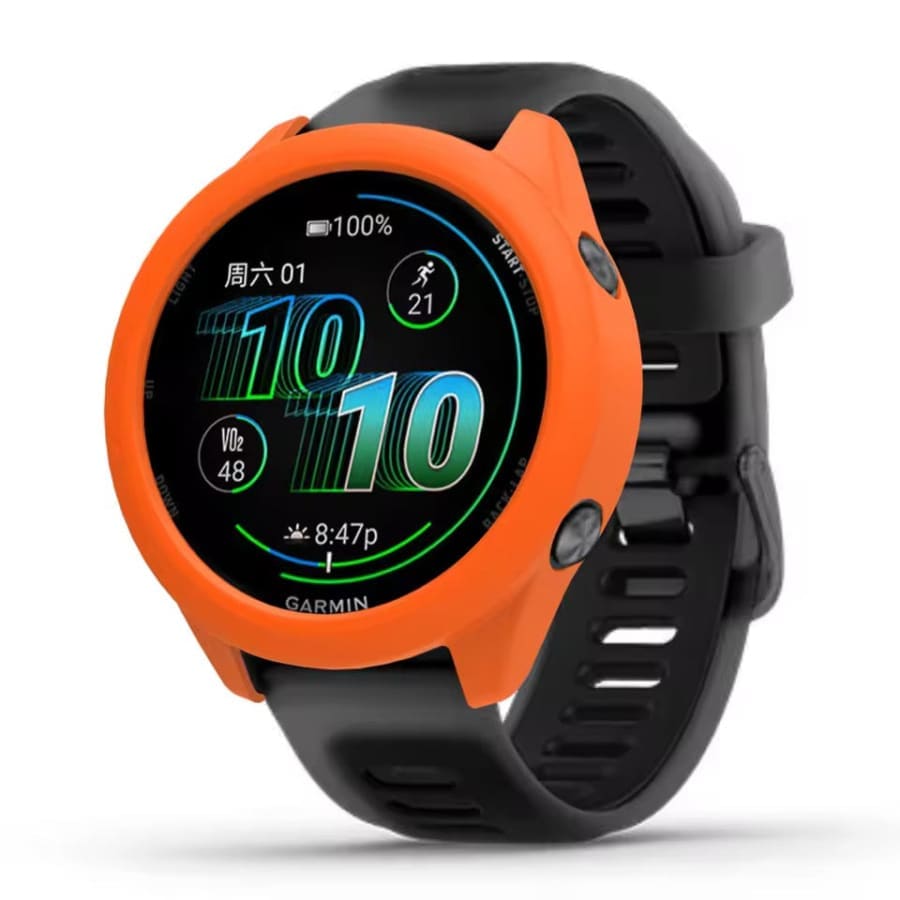 Orange protective watch case for Garmin Forerunner 570 (47mm), designed to shield and secure the smartwatch.