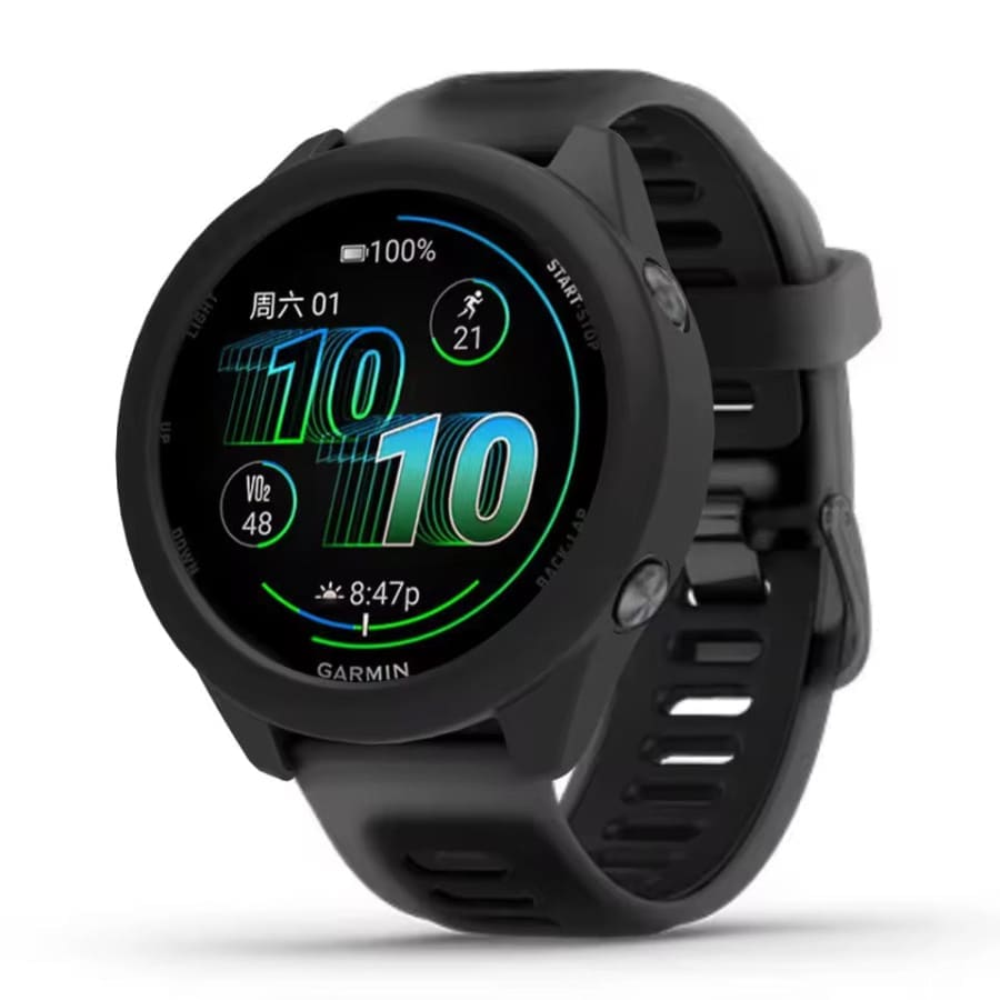 Black protective case for Garmin Forerunner 570 42mm watch, designed to shield and secure the watch.