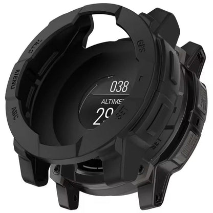 Black protective watch case for Garmin Instinct 3 (45mm), designed to safeguard the watch with a durable shell.