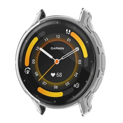 Clear protective watch case for Garmin Venu 3, designed by That Watch Shop, fits snugly around the smartwatch for protection.
