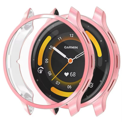 Rose gold protective watch case for Garmin Venu 3S, fits snugly to safeguard the smartwatch from scratches and impacts.