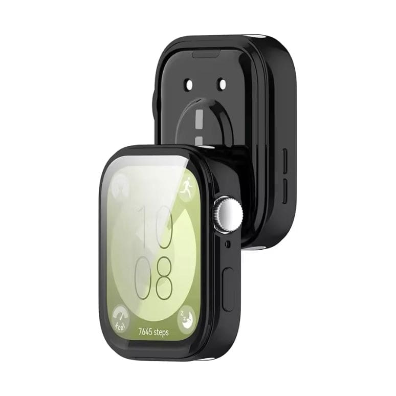 Black protective watch case for Huawei Watch Fit 3, designed to shield the smartwatch from scratches and impacts.