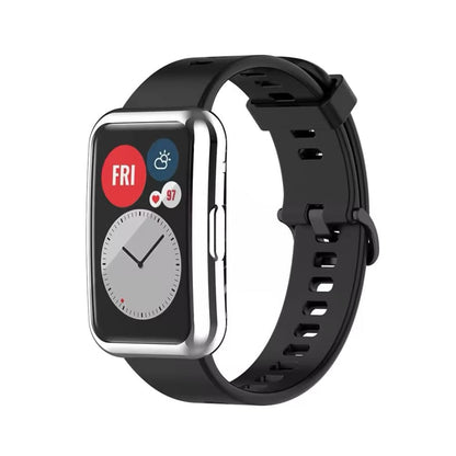 Silver protective watch case for Huawei Watch Fit, made by That Watch Shop, offering durable coverage and style.