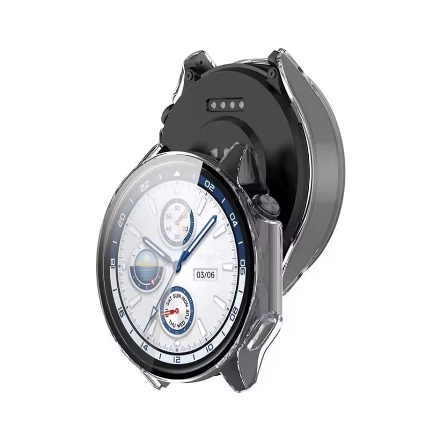 Clear protective case for Oppo Watch X, made by That Watch Shop, showing the transparent design fitting the smartwatch.