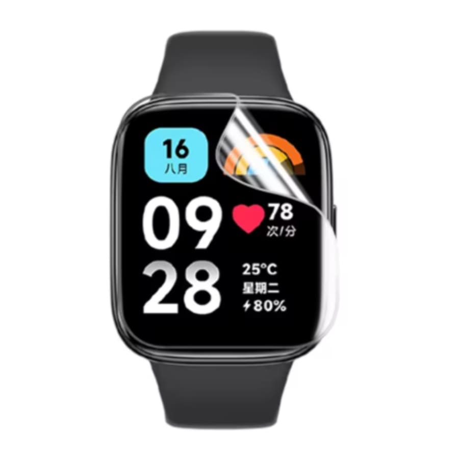 Hydrogel screen protectors for Redmi Watch 3 Active, pack of 6, designed to fit the watch case and protect the screen.