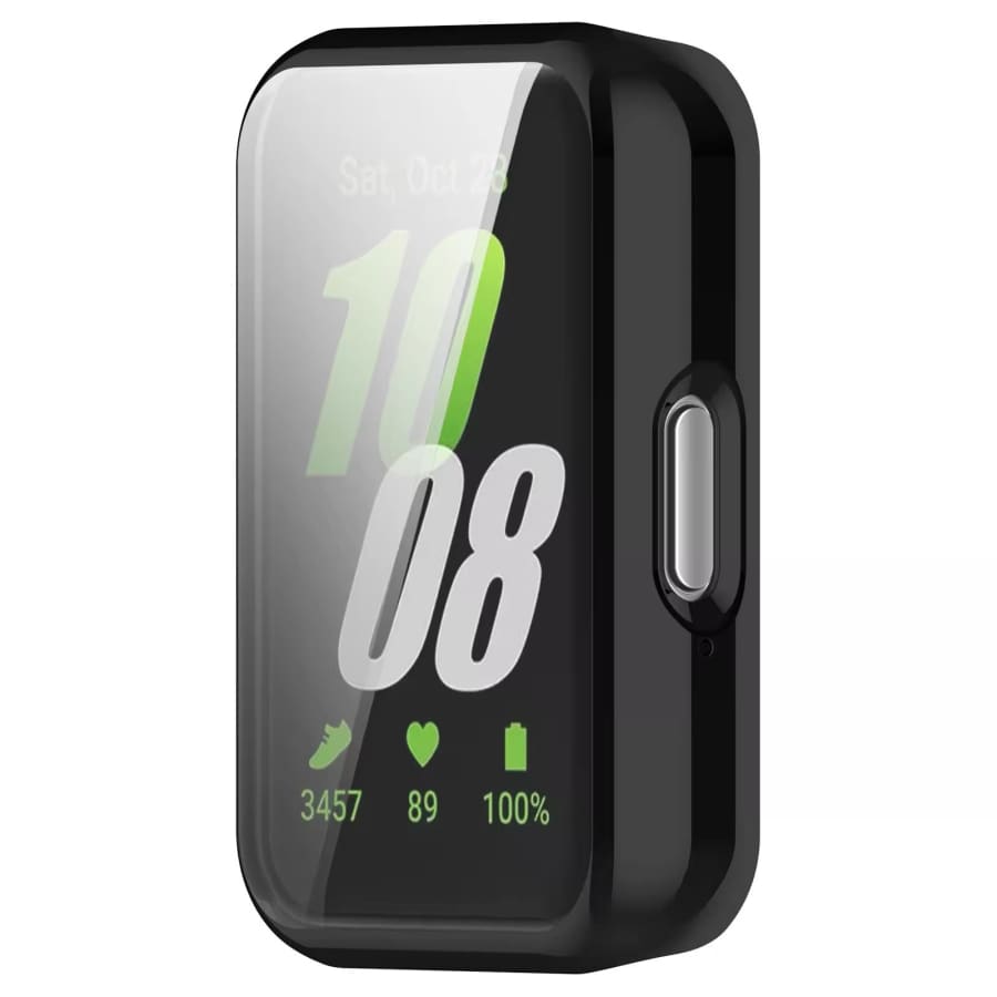 Black protective case for Samsung Galaxy Watch Fit 3, designed by That Watch Shop, shown on a Samsung Galaxy Watch Fit 3.