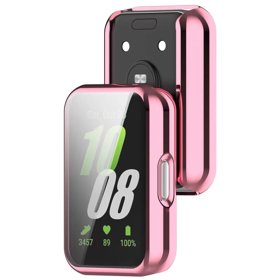 Pink protective case for Samsung Galaxy Watch Fit 3, designed by That Watch Shop, showing the snug fit and durable material.