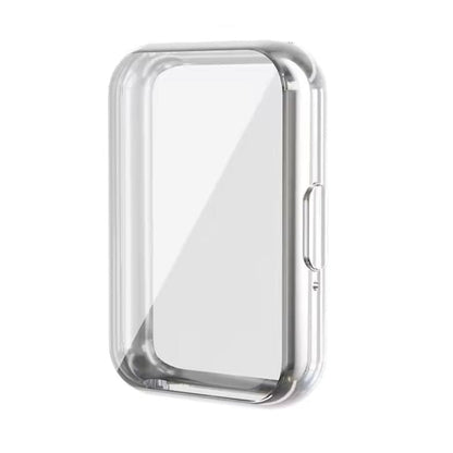 Silver protective case for Samsung Galaxy Watch Fit 3, designed by That Watch Shop, shown on the watch in close-up view.