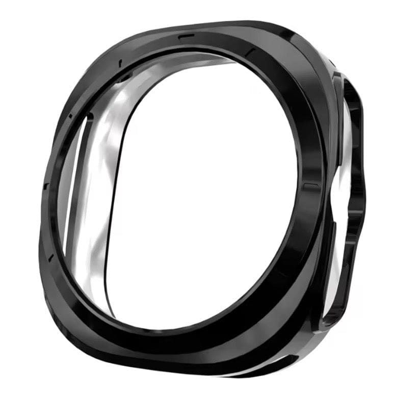 Black protective watch case with screen protector for Samsung Galaxy Watch Ultra 47mm and Ultra 2 2025, provides durable coverage.