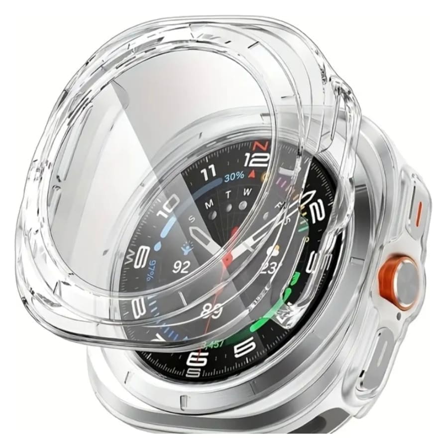 Clear protective case with screen protector for Samsung Galaxy Watch Ultra 47mm and Watch Ultra 2 2025, from That Watch Shop.