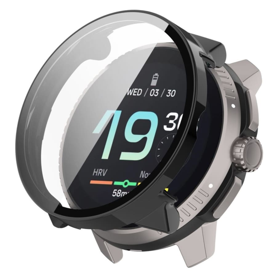Black protective watch case for Suunto Race 2023, designed to safeguard the smartwatch from scratches and impacts.