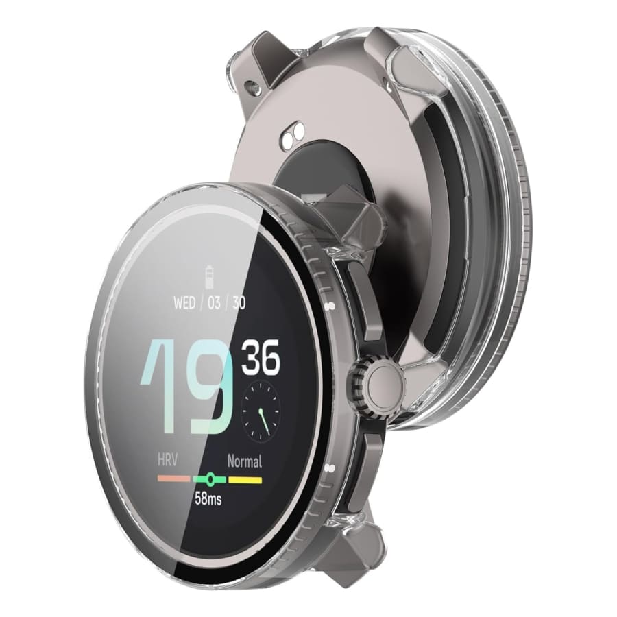 Clear protective watch case for Suunto Race 2023, designed by That Watch Shop, showing the transparent, snug fit around the watch.