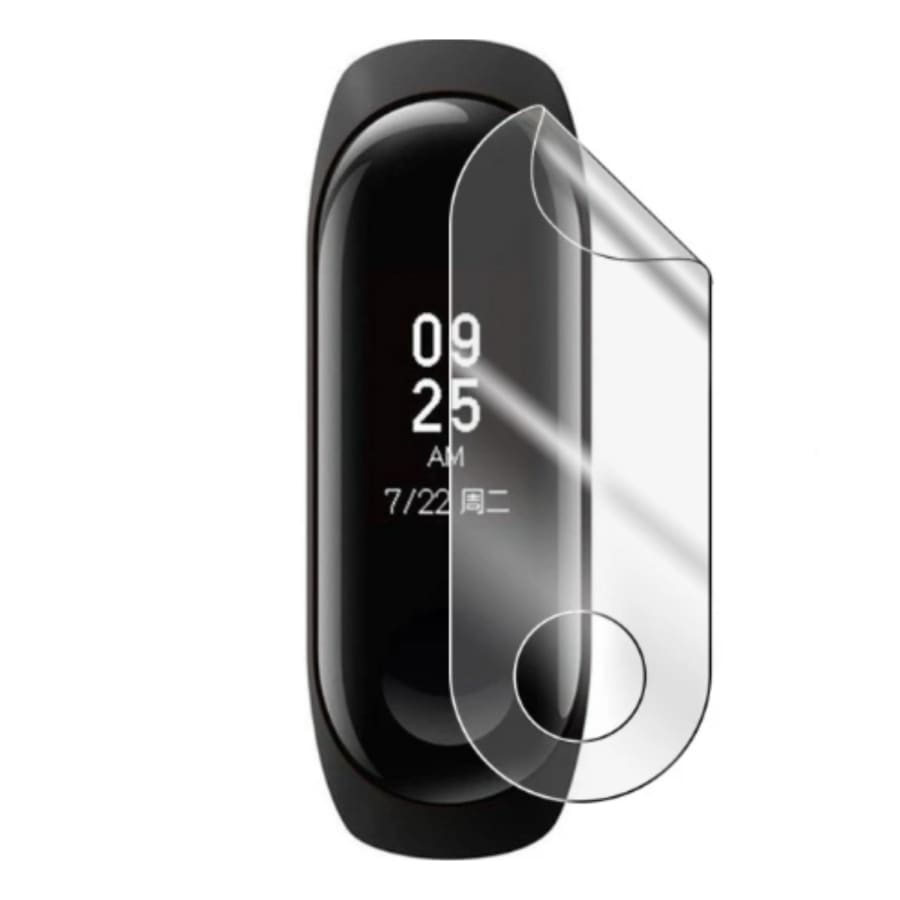 Hydrogel screen protector for Xiaomi Mi Band 3, pack of 6, clear watch case designed to shield the device's display.