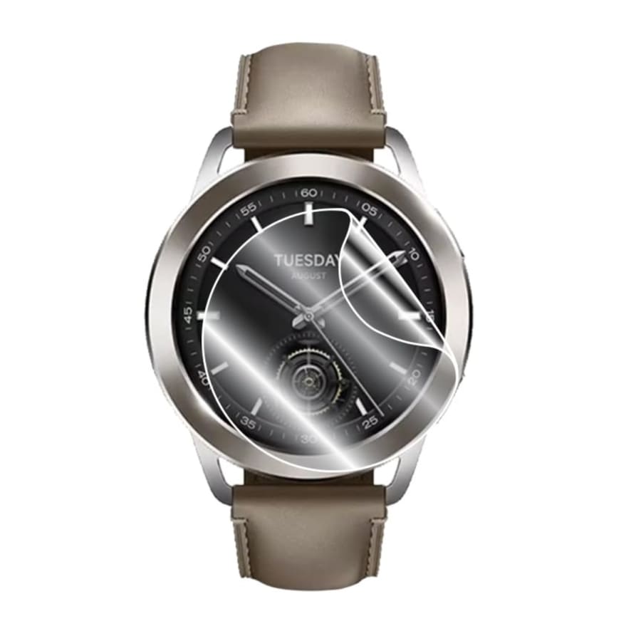 Hydrogel screen protector for Xiaomi Watch S3 by That Watch Shop, pack of 6, showing protective film on smartwatch screen.