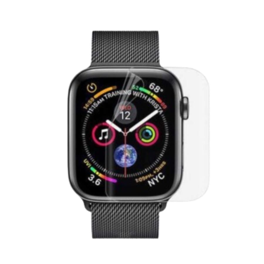 Set of six hydrogel screen protectors for 38mm Apple Watch 1st generation, designed to protect the watch screen.