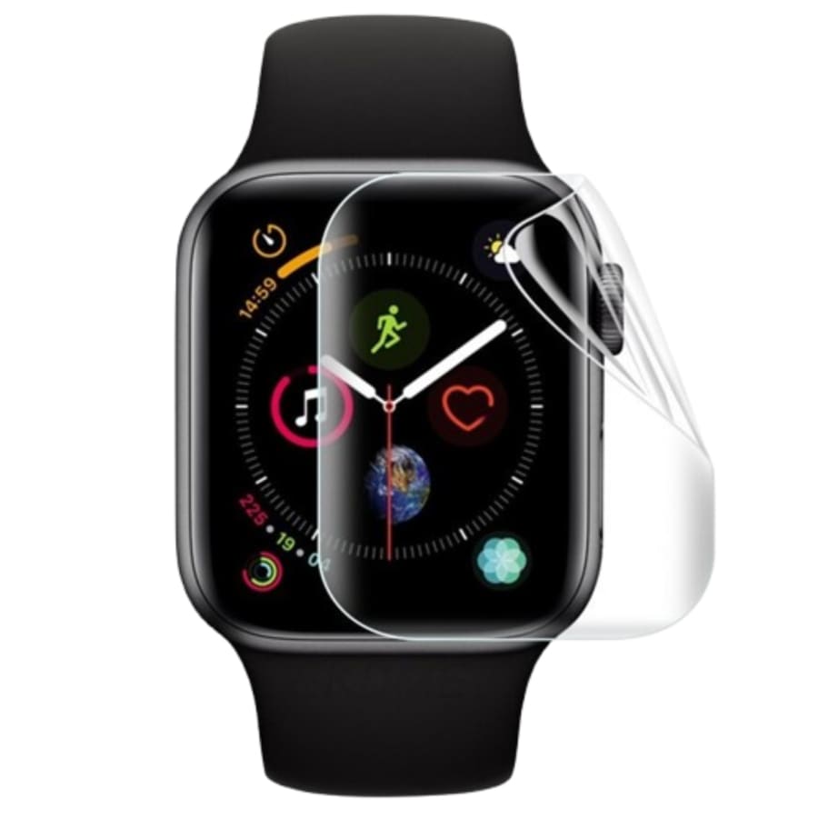 Hydrogel screen protectors for Apple Watch Series SE 2nd gen 44mm, pack of 2, showing protective film on watch face.