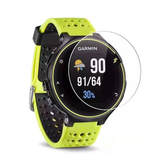 Garmin Forerunner 245 watch screen protector by That Watch Shop, clear protective film covering the watch face.