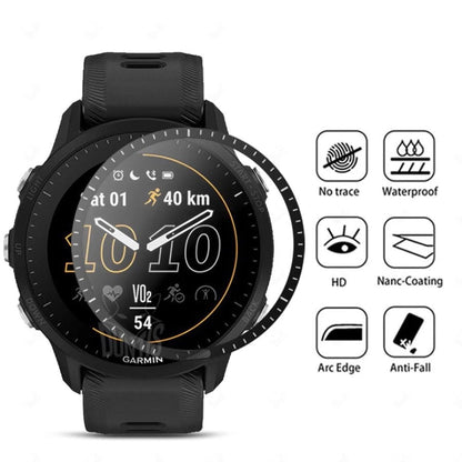 Garmin Forerunner 955 watch screen protector by That Watch Shop, clear protective film on smartwatch display.