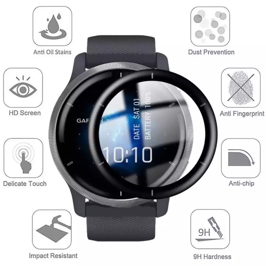 Garmin Venu 2 watch screen protector, clear protective film from That Watch Shop, designed to shield the device's display.