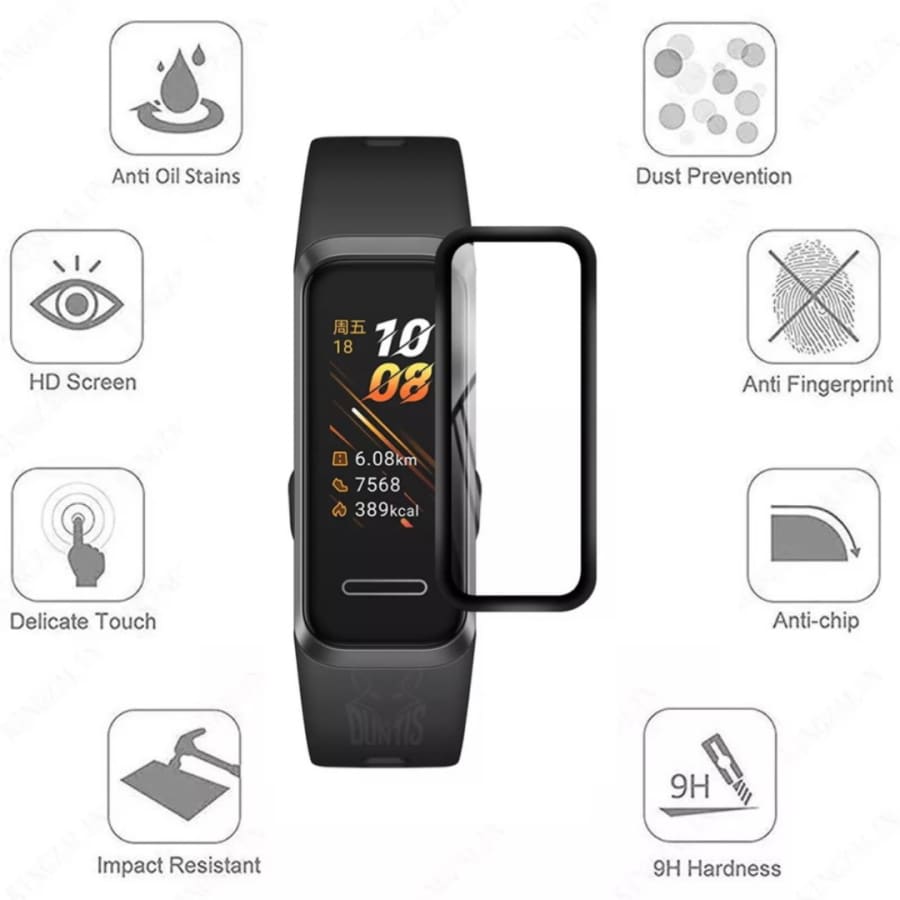 Huawei Band 4 watch screen protector from That Watch Shop, clear protective film covering the device screen.