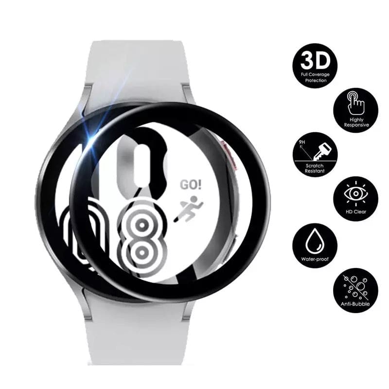 Samsung Galaxy Watch 4 44mm screen protector by That Watch Shop, showing clear protective film on watch face.