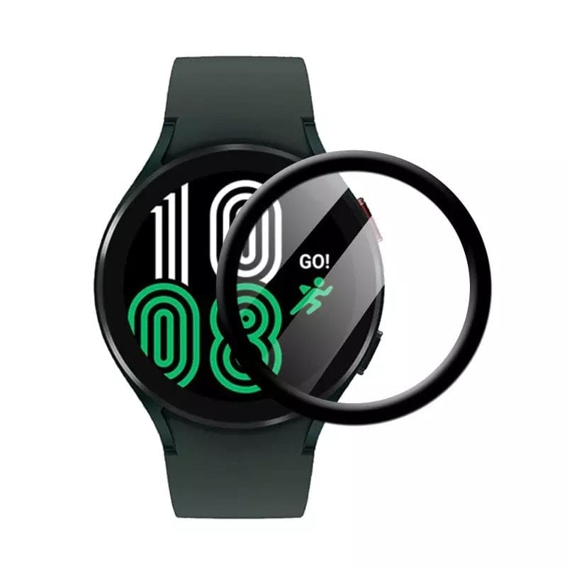 Samsung Galaxy Watch 4 44mm screen protector from That Watch Shop, showing clear protective film on smartwatch display.