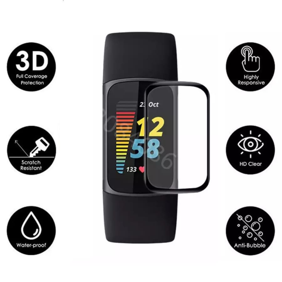 Pack of two Fitbit Charge 3/4 screen protectors by That Watch Shop, clear watch screen protectors for Fitbit Charge 3 and 4.