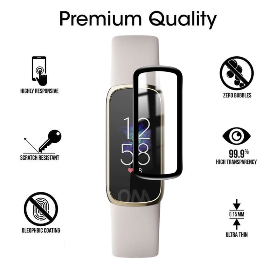 Two clear Fitbit Inspire screen protectors from That Watch Shop designed to shield the watch display from scratches.