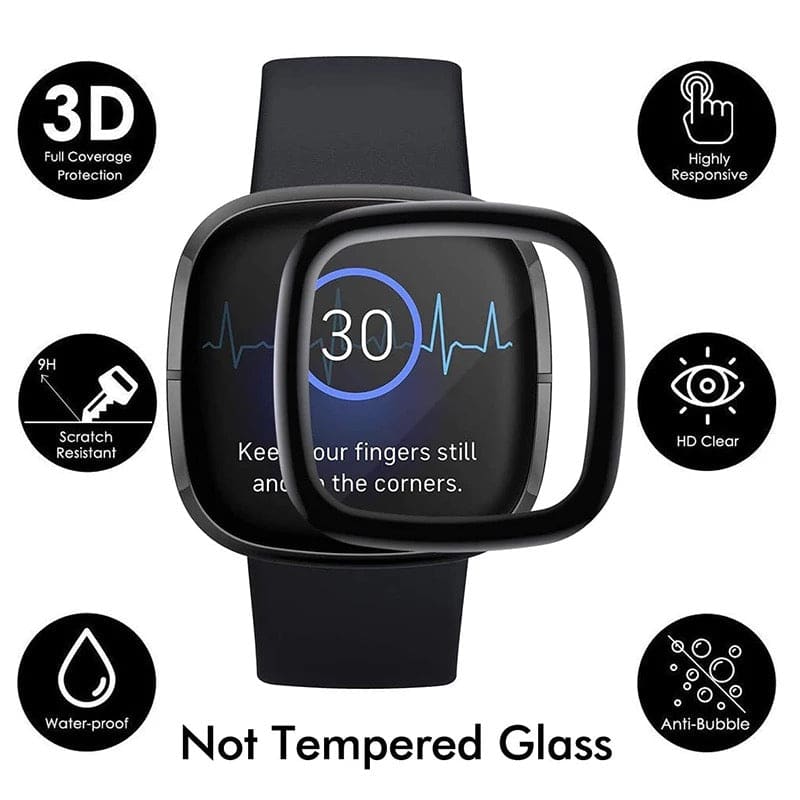 Pack of two Fitbit Versa 4 screen protectors by That Watch Shop, clear watch screen protectors for Fitbit Versa 4.
