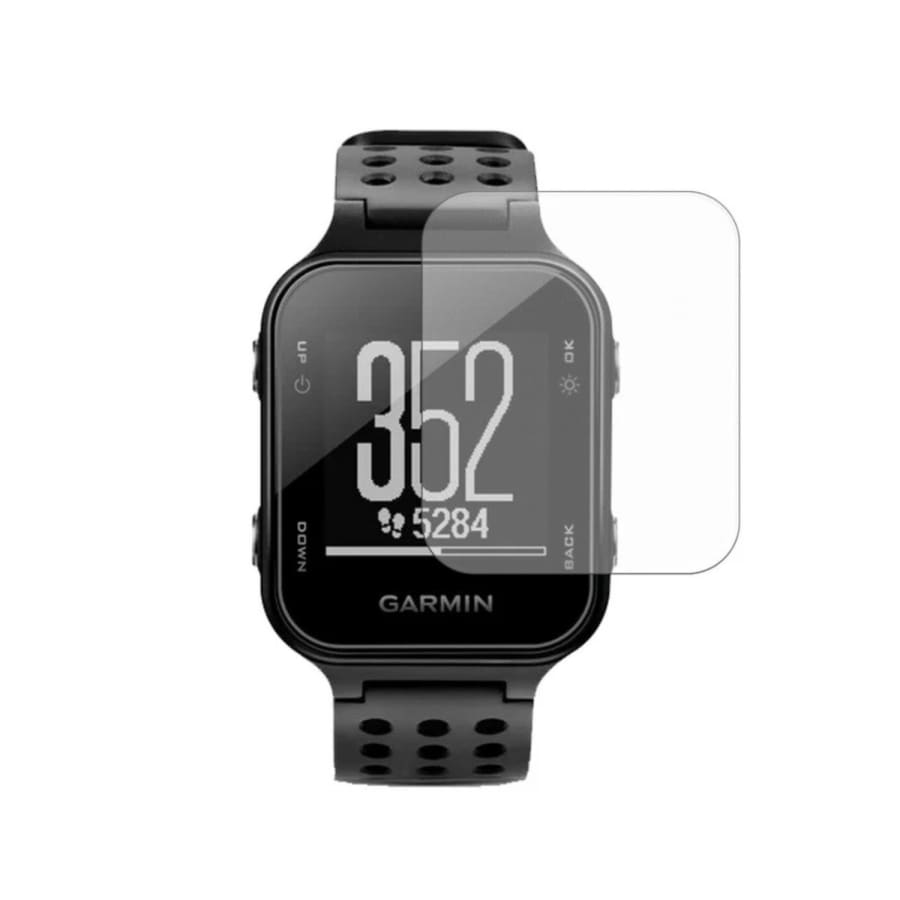 Garmin Approach S20 watch screen protector from That Watch Shop, clear protective film covering the watch display.