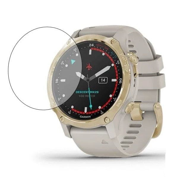 Pair of Garmin Descent Mk2S watch screen protectors, transparent protective covers for Garmin dive watch.