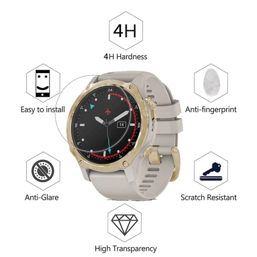 Pack of 2 Garmin Descent Mk2S watch screen protectors, clear protective covers for Garmin dive watches.